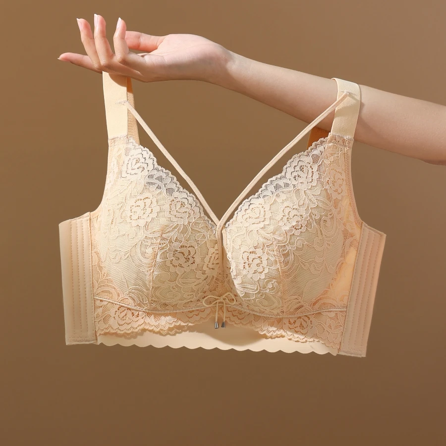 Large chest shows small underwear, thin style without steel ring shows thin, large-sized bra shrink bra for women, full cup size