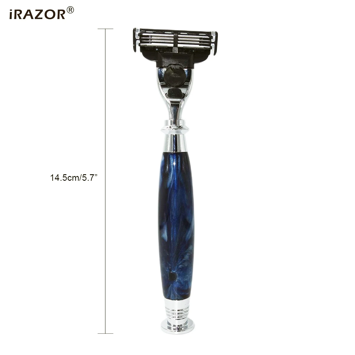 iRAZOR Men 's Manual Mach 3 Safety Razor Wet Beard Body Shaver with New Royal Blue Handle Holder for Husband Father Gift