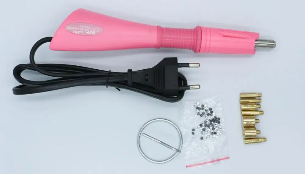 EU / US Fast Heated Hot Fix Rhinestone Applicator Iron-on Wand Heat-fix Tool Gun Mixed Size Hot Fix Rhinestones Glass Decoration