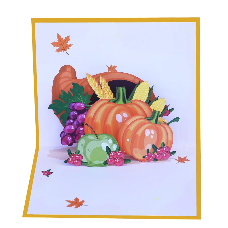 

10pcs Handmade Origami Thanksgiving Pumpkin 3D Pop UP Greeting Invitation Card For Wish Thanks Baby Wedding Birthday Party Gift