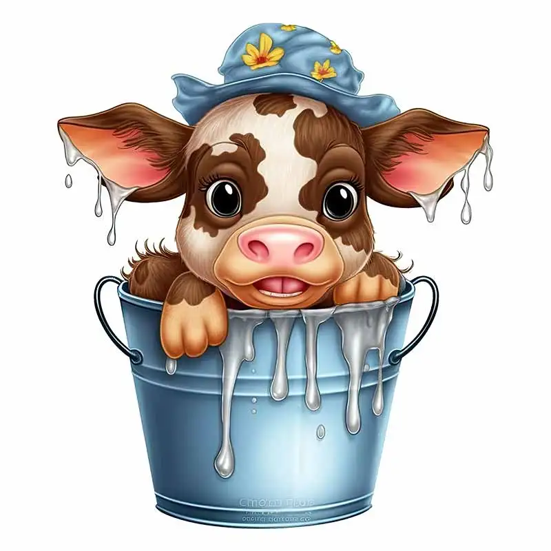 Cute Cartoon Cow Wall Sticker Children's Room Decoration Toilet Refrigerator Family Decal Sticker M753