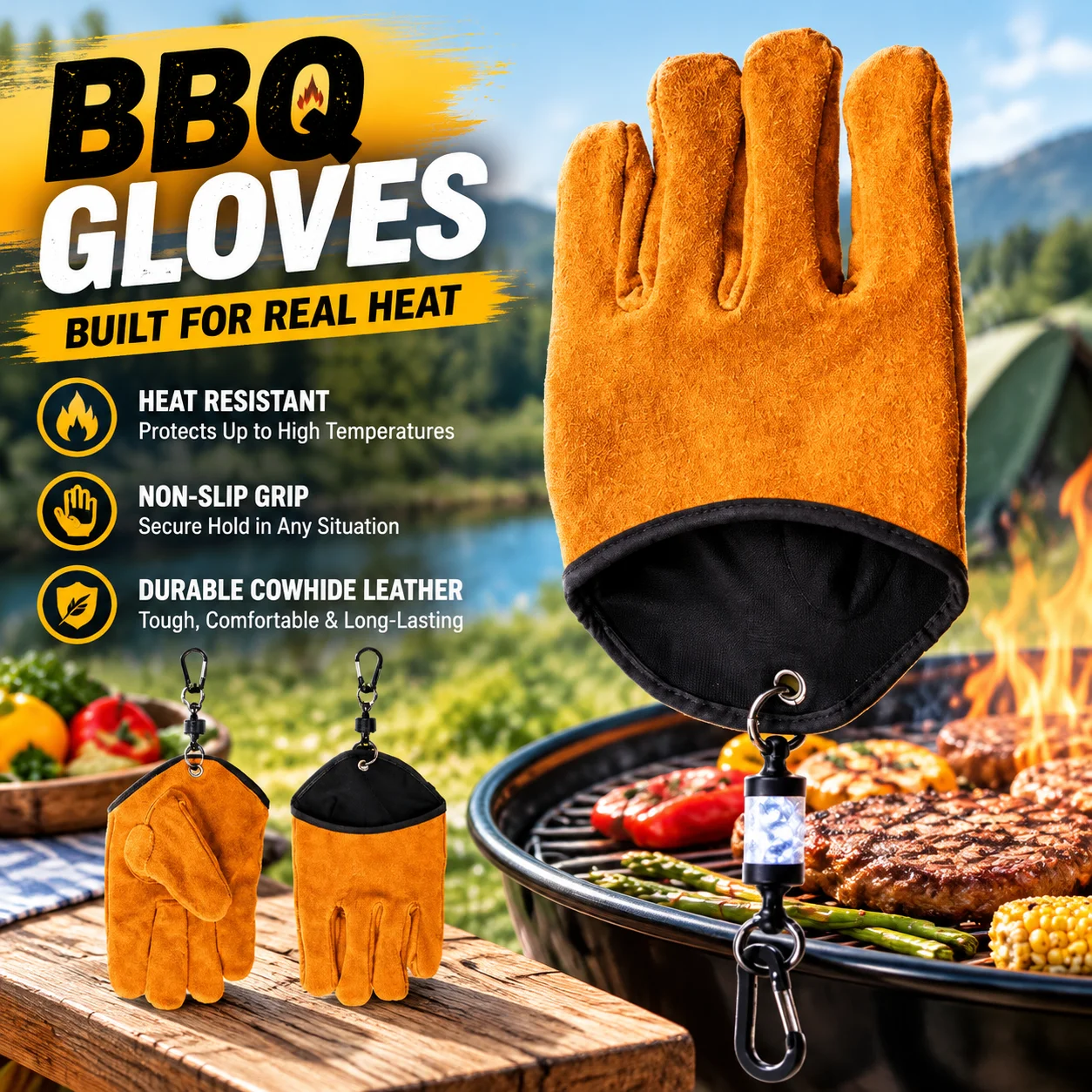 Fishing Gloves - Luvas de Couro de Vaca Resistentes