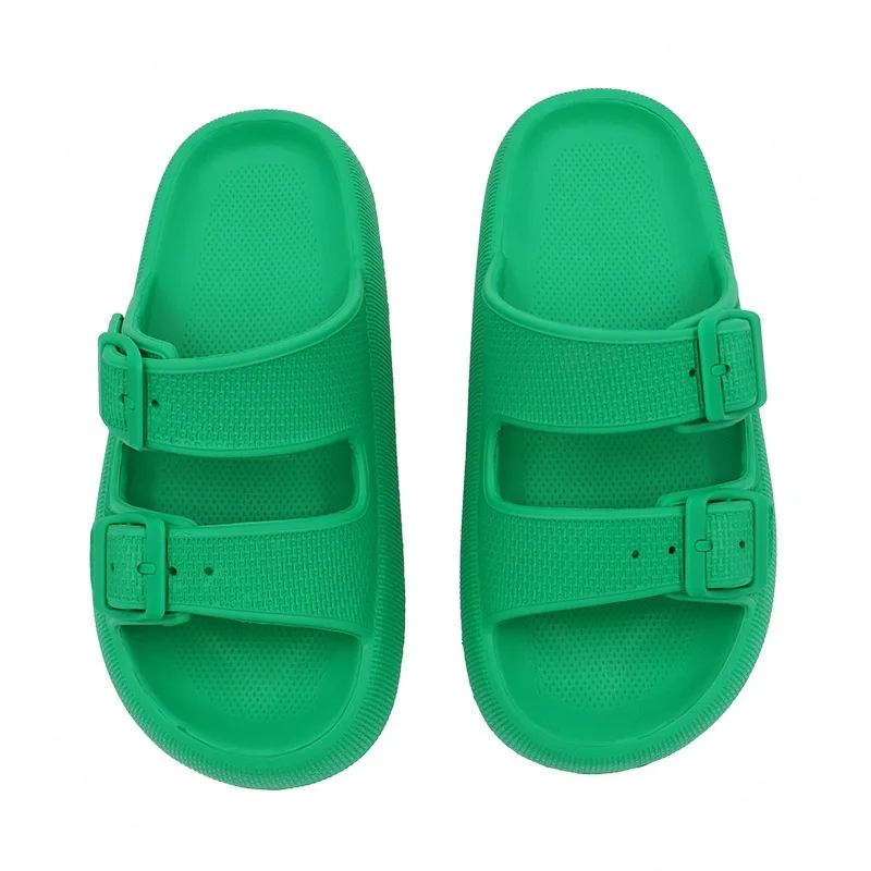 Fashion Buckle Soft Sole Eva Slipper Women 2024 Thick Platform Cloud Slippers Woman Summer Beach Anti-slip Flip Flops Female 45