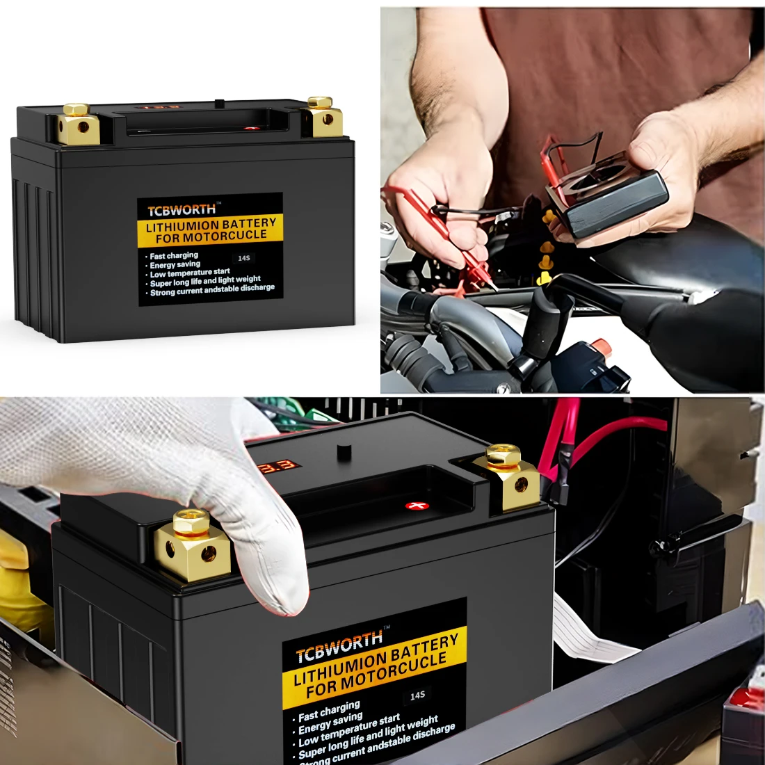 TCBWORTH 14S Lithium-Motorradbatterie LiFePO4 14S 12,8 V 8 Ah 480 CCA für Motorrad, ATV, UTV, Jetski, Generator, 4 Wheeler – Detail 4