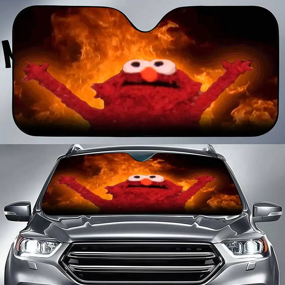

Funny Elmo Car Sun Shade Front Windshield Coverings Blocker Auto Protector Window Visor Men Women SUV Truck