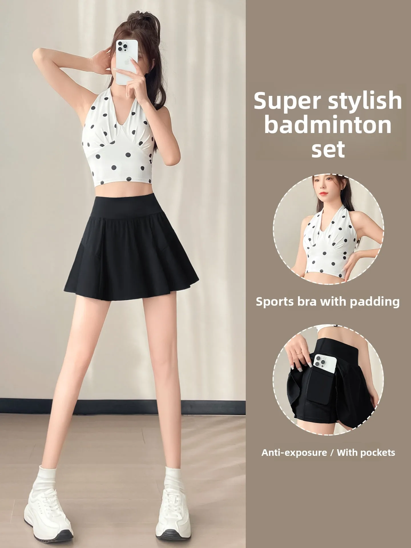 

Женский летний тонкий комплект спортивной одежды для бадминтона, жилет для йоги, топ для бега, плиссированная юбка для бега, костюм из двух предметов