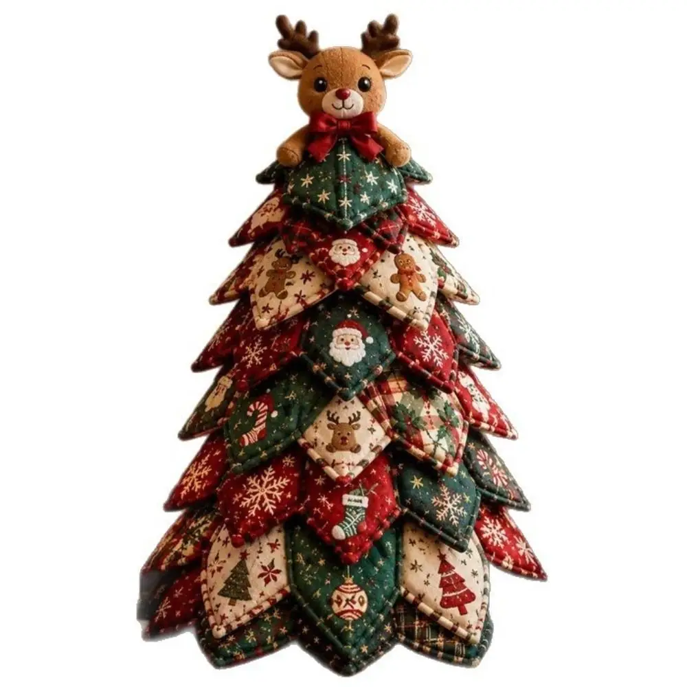 Floral Fabrics Christmas Tree Patchwork Set Creative Design Material Pack DIY Sewing Kit Hanging Kit Home Decoration