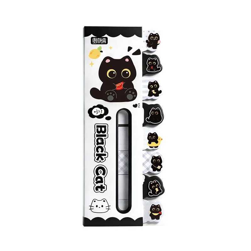 120 Sheets Sticky Notes Aesthetic Cartoon Black Cat for Student Rewards Learning Supplies Sticky Index Tabs - view 5