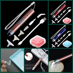 5D DIY Lighted Diamond Painting Pen Tools Set Point Drill Pen with Light Art Kits Replacement Pen Heads USB Cable Arts Crafts