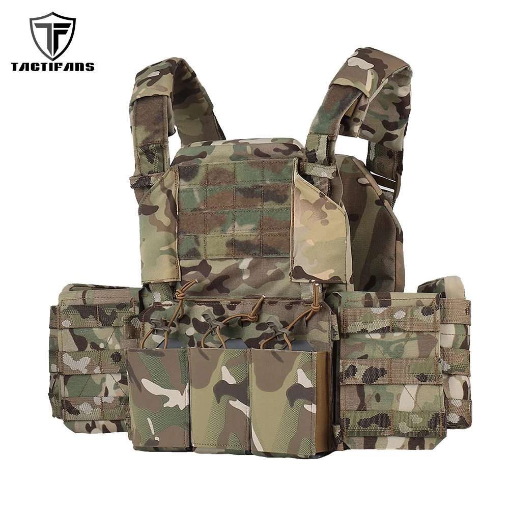 

TACTIFANS Thorax Tactical Plate Carrier Triple Magazine Pouch Placard Donning Doffing Cummerbund PALS Webbing Quick Hunting Vest