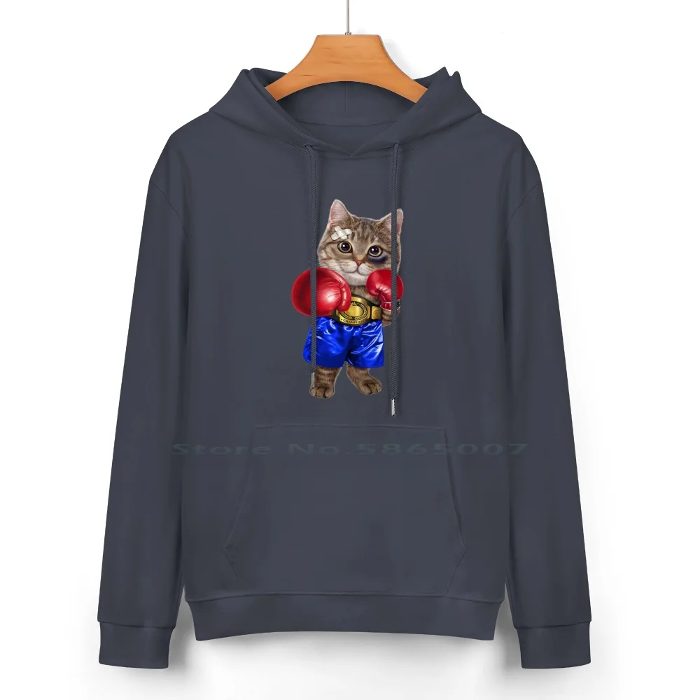 Boxer Tabby Cat As Boxing Pure Cotton Hoodie Sweater 24 Colors Animal Pet Cat Compilation Cat Fails Funny Cats Cat Funny Cute