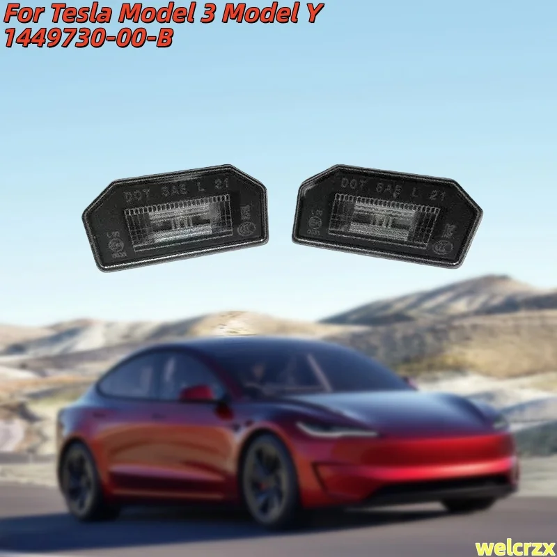 For Tesla Model 3/Y 2017-2024 Model Y 2020-2024 OEM#1449730-00-B White LED Number License Plate Light Car Accessories Suitabl