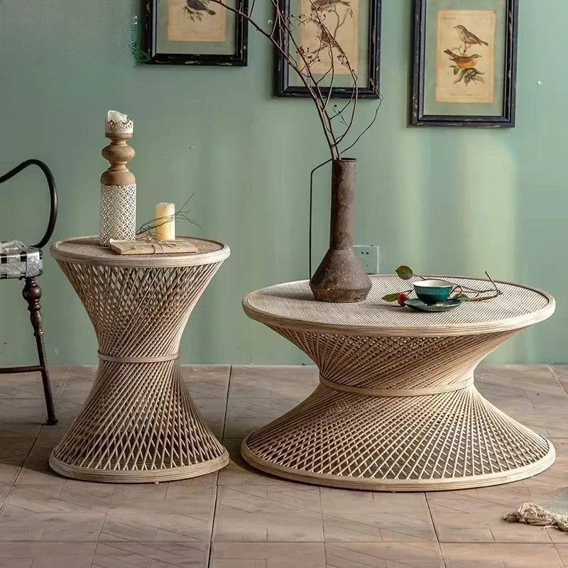 Japanese Style Round Coffee Table Small Living Room Hotel Lobby Modern Simplicity Bamboo