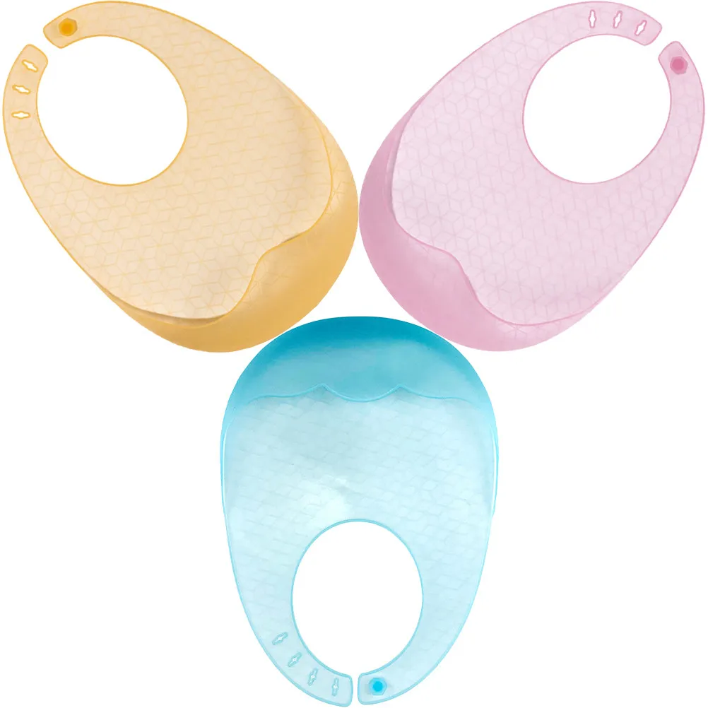 3pcs Silicone Baby Bibs – Soft Flexible, Adjustable Neck Strap, Waterproof Food Catcher for Toddlers