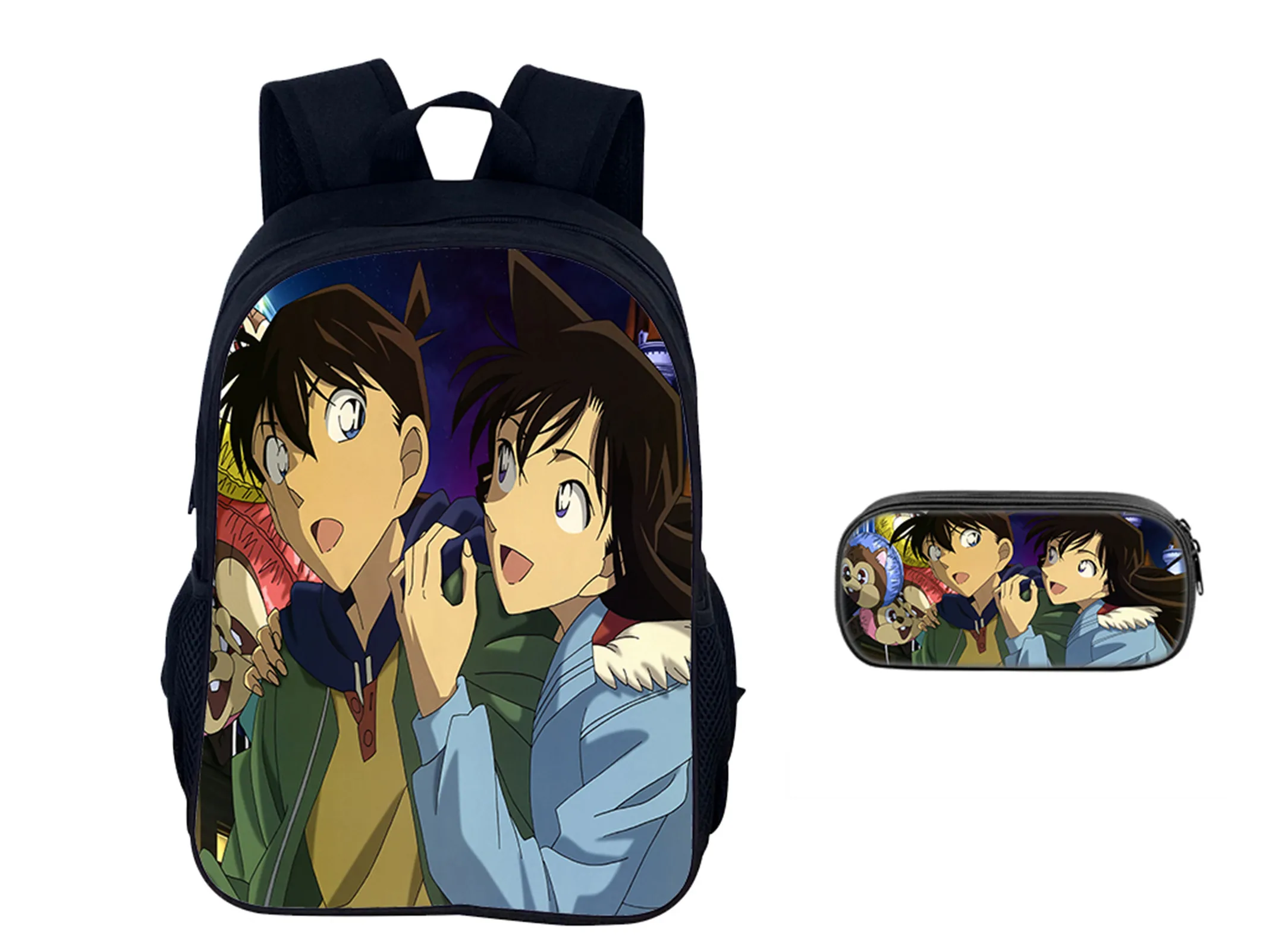 

Detective Conan Student Classic School Bag-Large Capacity Backpack and Pencil Box 2 in 1 Set for Little Boy,Girl