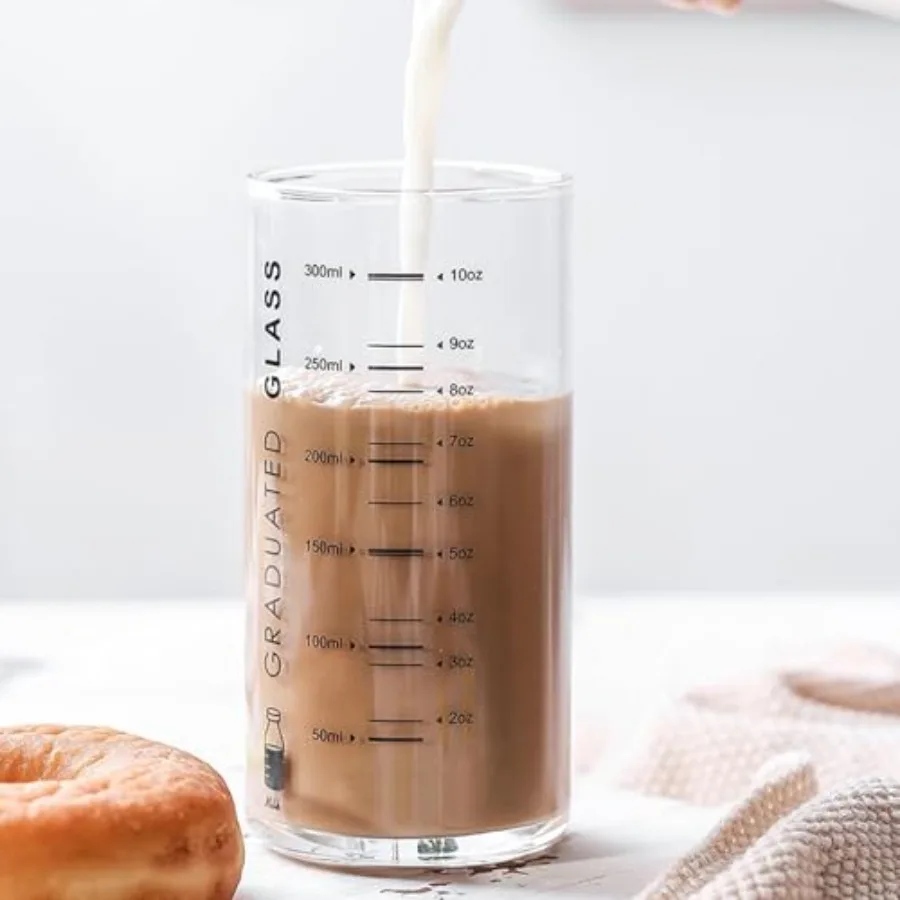 

Cup With Measurements for Drinking10 OZ Drinking Glass With Measurements for Milk Juice Milkshake Vegetable Coffee Ice Cream fo