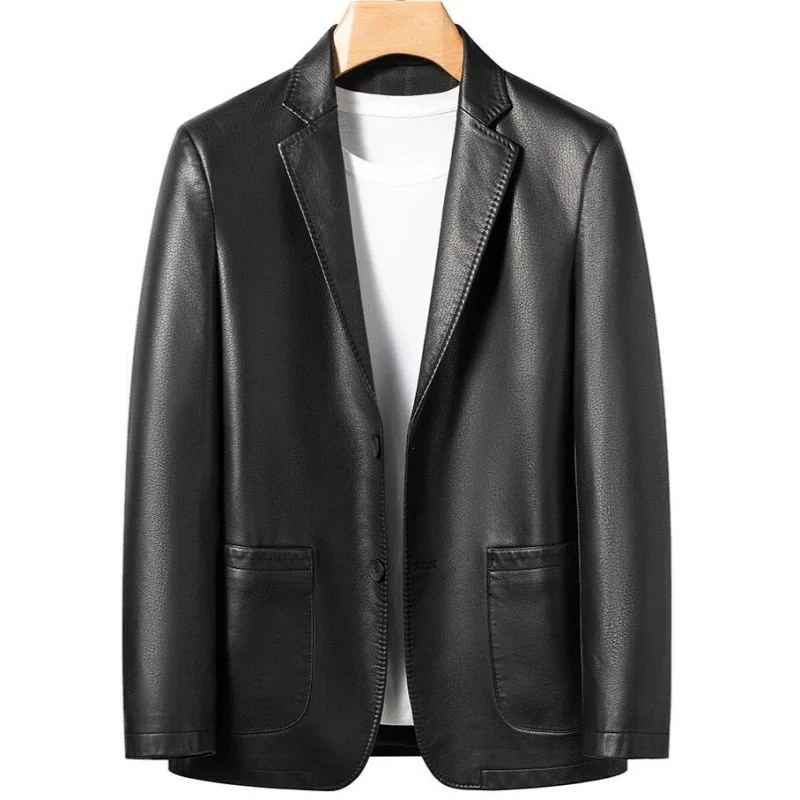 

Sheep Natural Leather Casual Suit Men's Jacket Slim Spring and Autumn Thin Section Black Brown