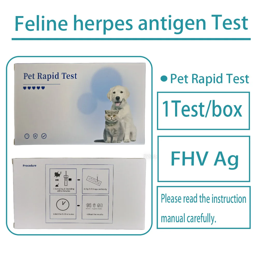 Pet Feline herpes antigen FHV Diagnostic Test, Testing Kit, Full Detection, Reagent Kit, 1Test/box Pet health screening