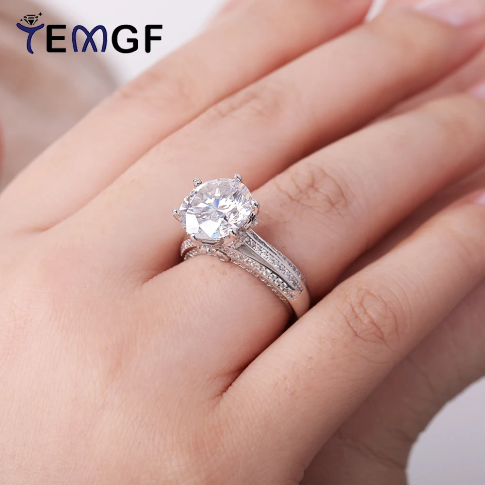 

TEMGF 5CT Moissanite Ring 925 Silver Luxury Fine Jewelry for Women Wedding Engagement Ring Anniversary Surprise Gift With GRA