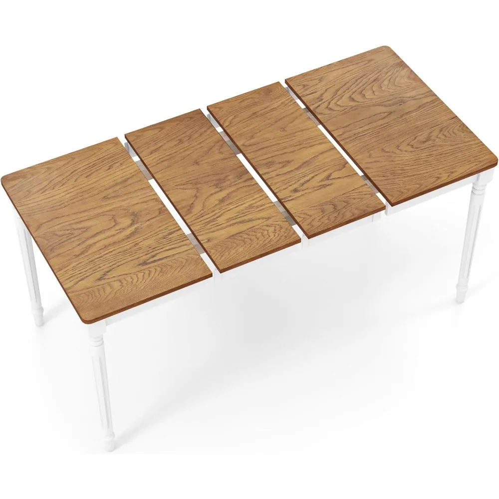 고무나무 다리가 있는 4-8인용 직사각형 확장형 식탁, 220파운드 용량, 대형 접이식 주방 테이블