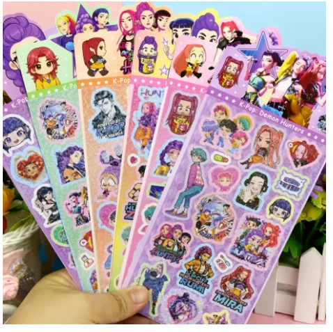 KPOP Demon Hunters Guka Devil Men's Group Anime Laser Cut sticker, kantoor- en schoolbenodigdheden, decor sticker