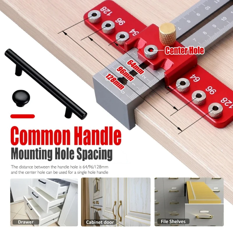 For Knobs Handles Pulls New Cabinet Hardware Jig Kit Woodworking Drawer Door Handle Jig Adjustable Drill Guide Mounting Tool