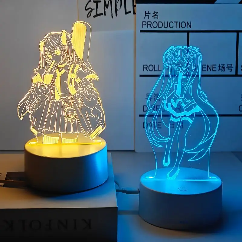 Hatsune Miku anime cartoon cute student glowing acrylic stand Kawaii 2D student bedroom small night light decoration gift view 4