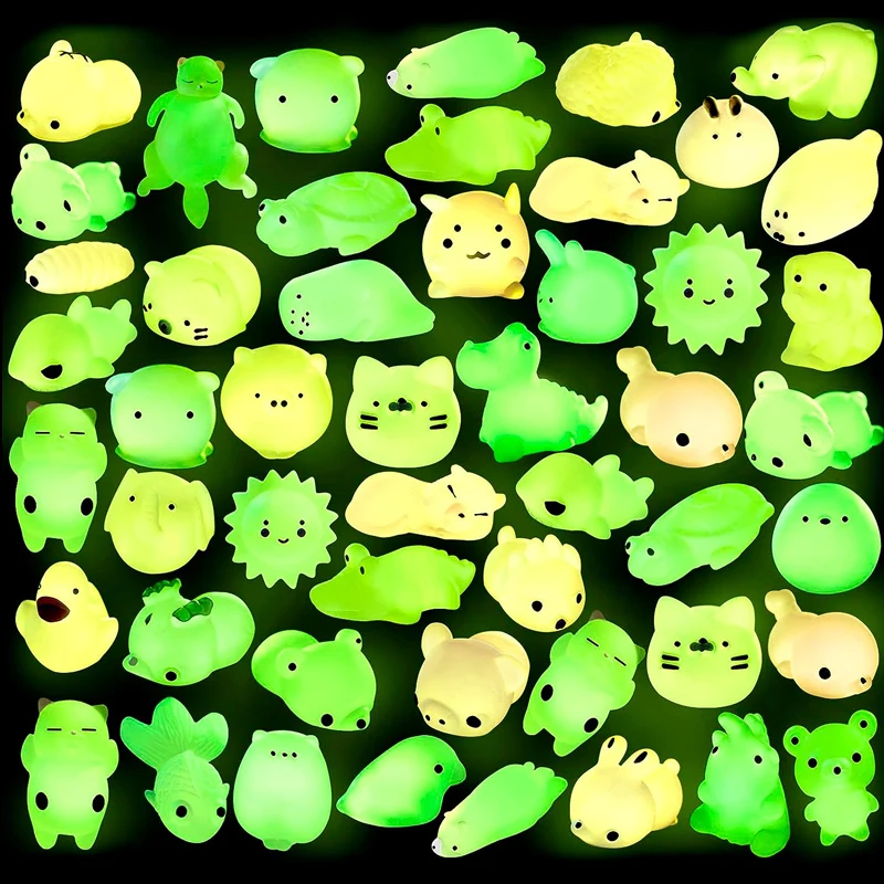Glow In The Dark Mochi Squishy Squeeze Toy Kawaii Animals Stress Relief Toys Pack Kindergeburtstag Partygeschenke Goodie Bags – Detail 2