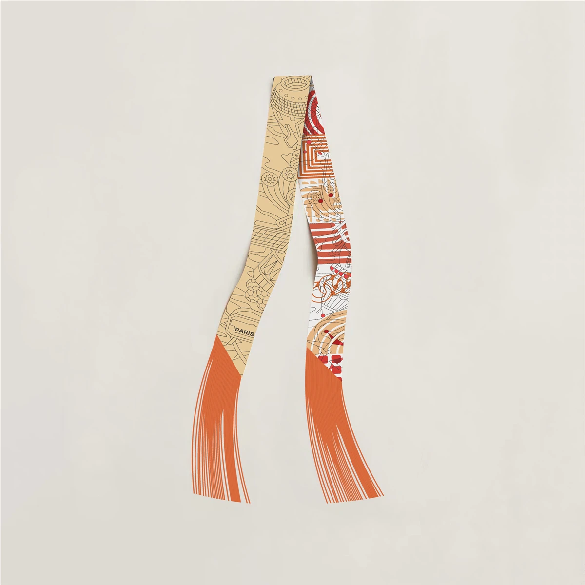 Quastenschal im Modedesign, Marken-Seidenschal für Damen, Haarband, Foulard, Schmaler Taschenschal, Halstuch, Handtaschen-Dekoration