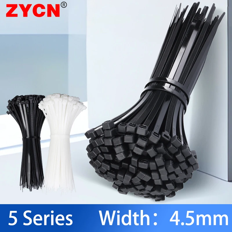 

ZYCN 250PCS Nylon Cable Ties 5*100/200/300/500/600/700 Assorted Self Locking Plastic Zip Loop Wire Wrap Cord Heavy Duty 12 Inch