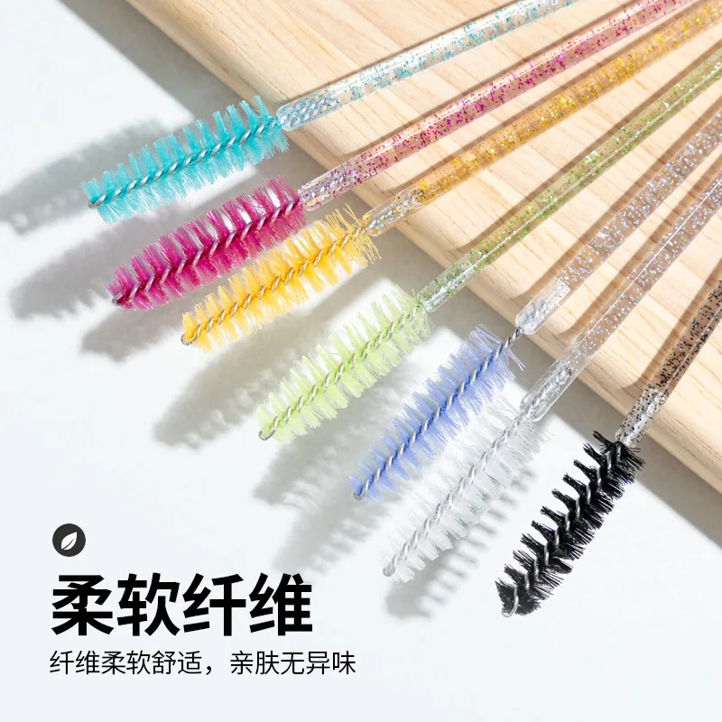 แปรงปัดมาสคาร่าแบบใช้แล้วทิ้ง 50 ชิ้น แปรงแต่งหน้าคริสตัล 10 สี สำหรับปัดขนตา