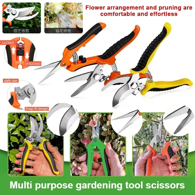 Vendita calda forbici da potatura in acciaio inossidabile set di attrezzi da giardinaggio frutteto potatura di rami di fiori strumento di potatura di rami da giardino potatura