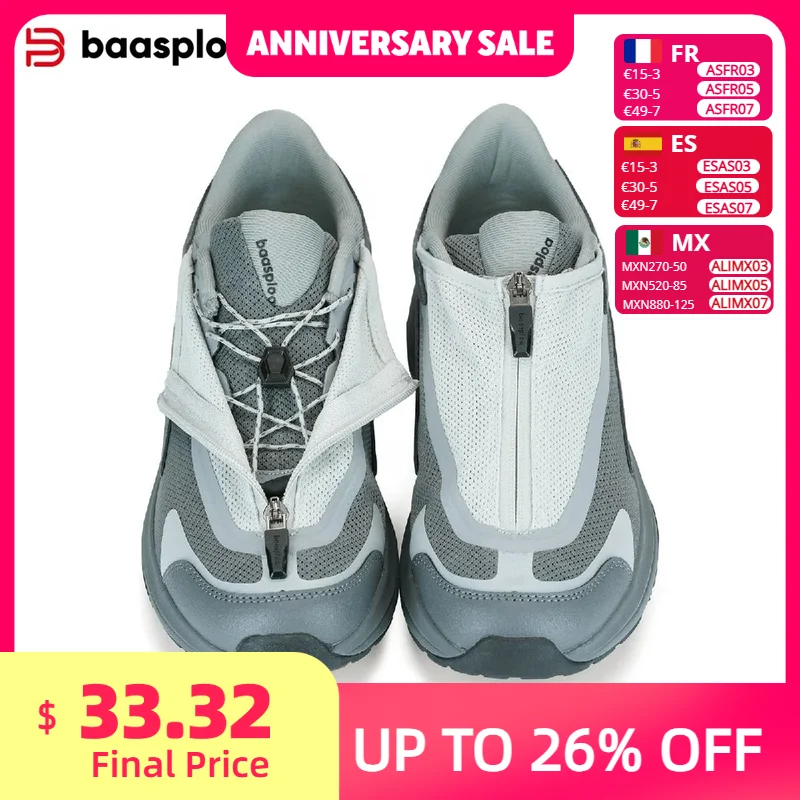 

Baasploa Men Hiking Sneakers Trekking Climbing Shoes High Quality Outdoor Shoes Male Zipper Luxury Designer Mesh Breathable
