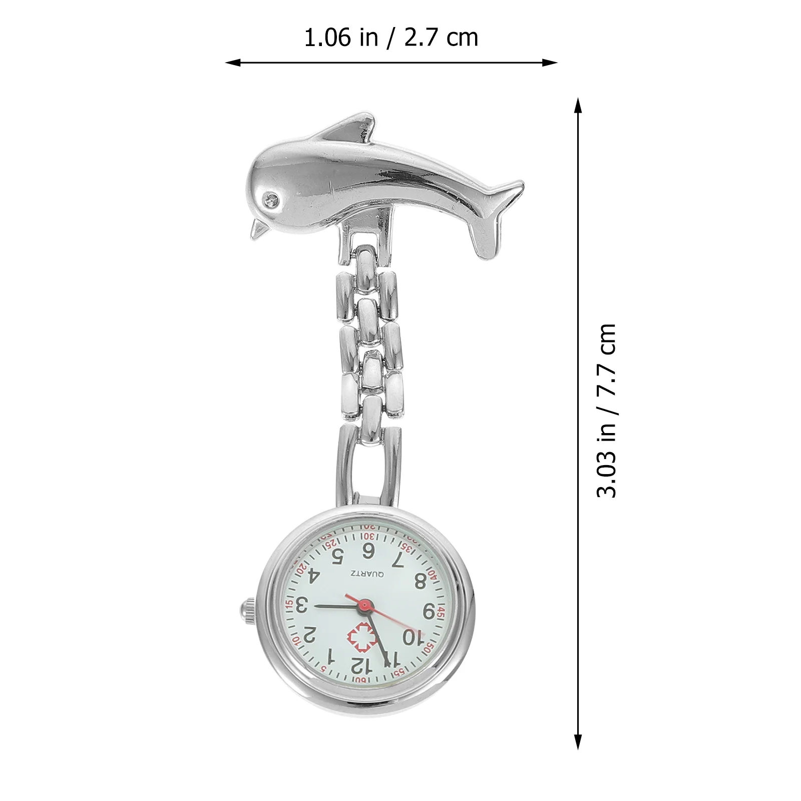 

Nurse Pocket Watch Dolphin Brooch Silver Hanging Watch Steampunk Fashion Medical Timekeeping Accessory Dolphin Brooch