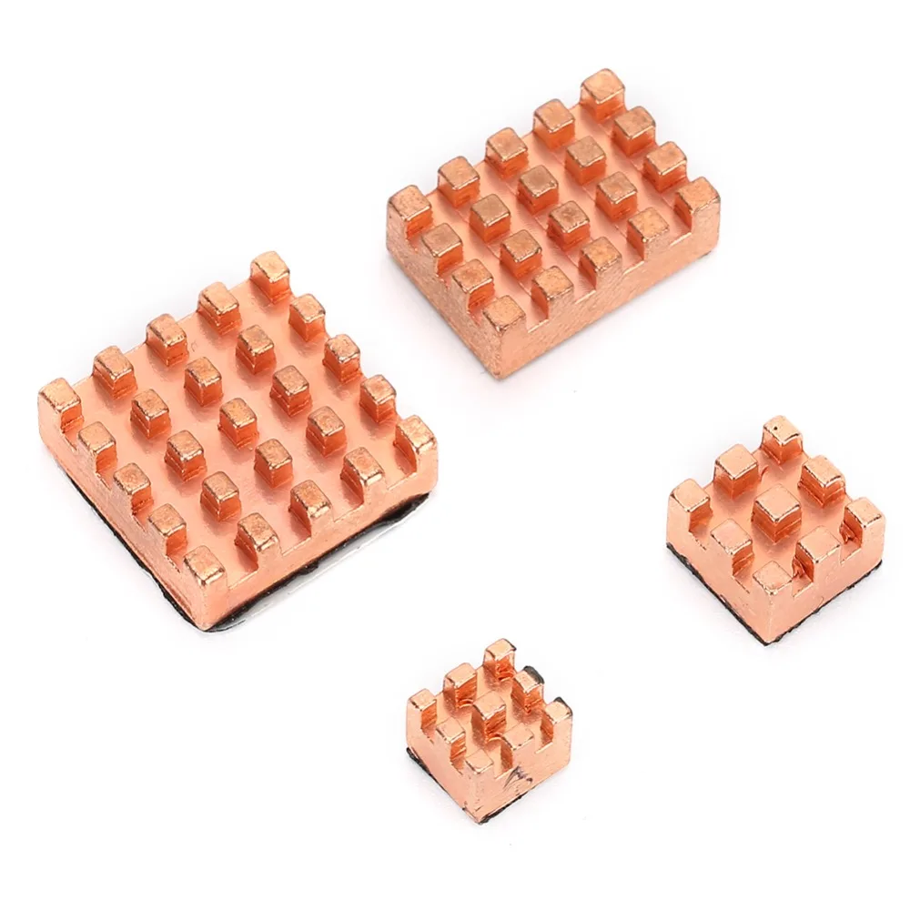4PCS Low Profile Pure Copper Heatsink Easy Installation Heat Dissipation Cooling Heat Sink for for Raspberry Pi 4B 1G 2G 4G
