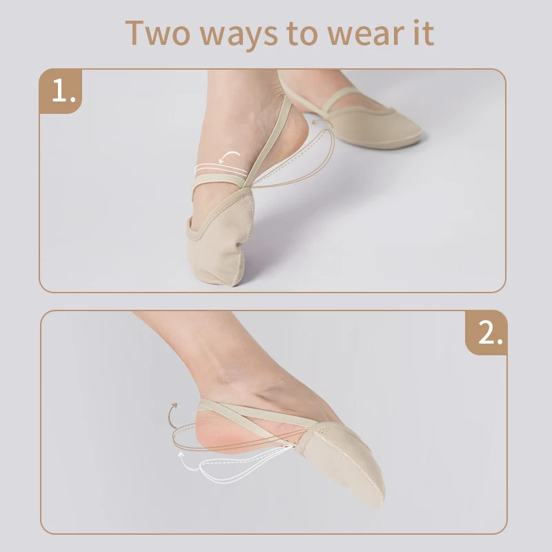 النساء المهنية الفني الجمباز أحذية الكبار نصف القدم أحذية الفتيات الجلد المدبوغ شبه النخيل أحذية كشط الباليه الرقص تو الشقق