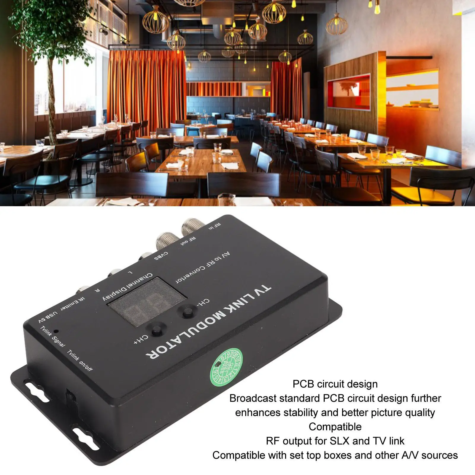 Adjustable TV Link Modulator - PAL NTSC AV to RF Converter with USB Charge Cable for Set-Top Boxes