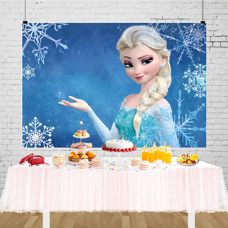 Disney Frozen Birthday Party Decorations Background With Name Princess Elsa Picture Banner Backdrop Photography Kids Cartoon