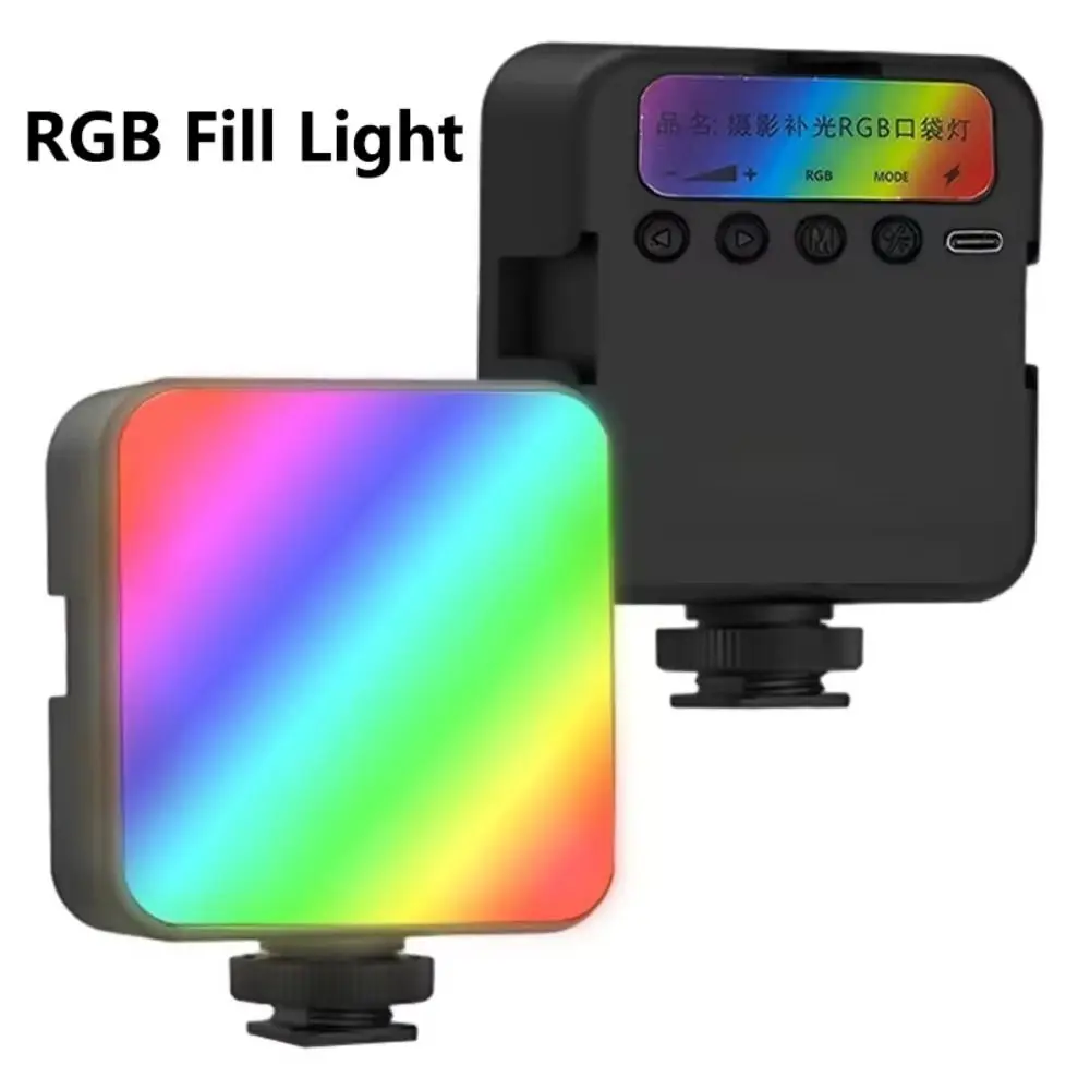 Full Color RGB Fill Light 2500K-7000K 800LUX LED Video Light Adjustable Type-C RGB Photography Light For Camera Smartphone