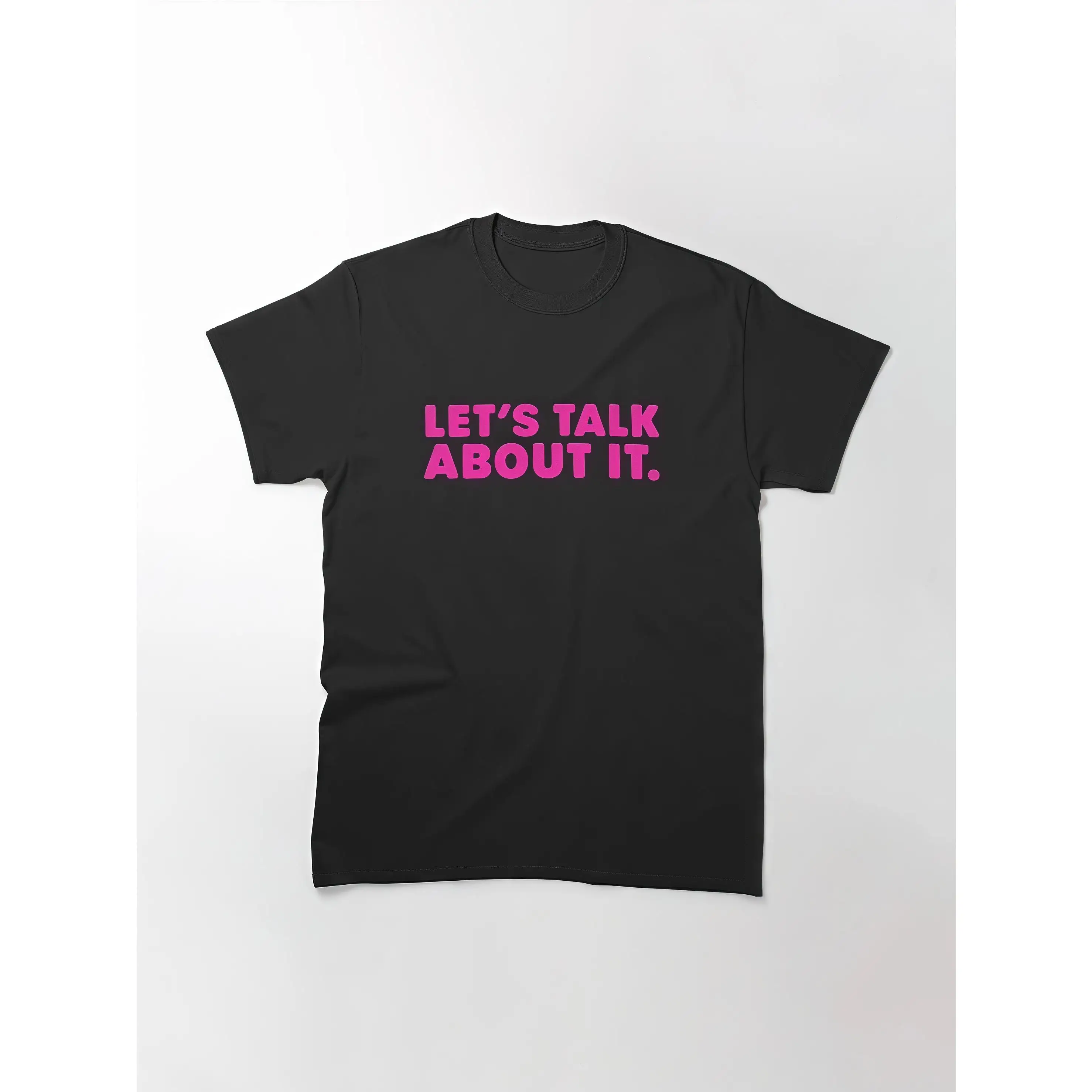 

Pink Let's Talk T-Shirt Express Yourself Graphic Tee Men Women Open Dialogue Apparel Unique Conversation Starter Gift