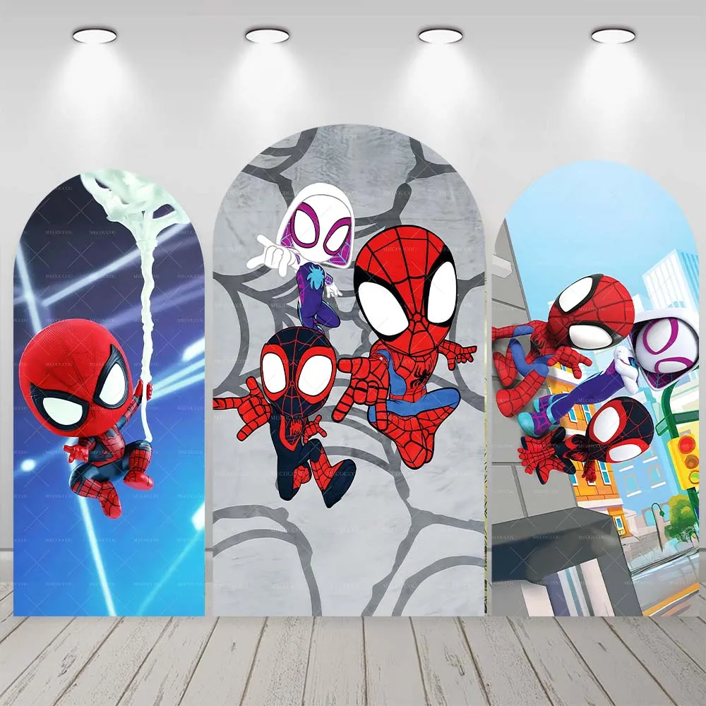 Fondo de fotografía de Spiderman y sus increíbles amigos, nombre personalizado, superhéroe, niño, fondo de cumpleaños, cartel de decoración para Baby Shower