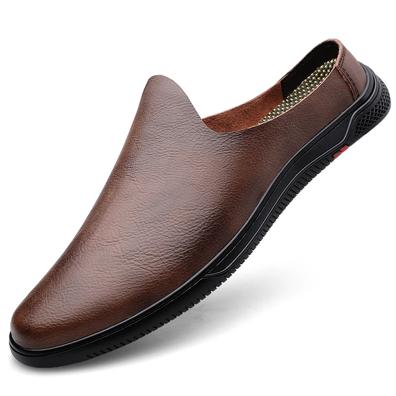 

Slip-on Mules for Men Half Shoes Summer Slippers Leather Casual Shoes Flats Indoor Outdoor Lightweight