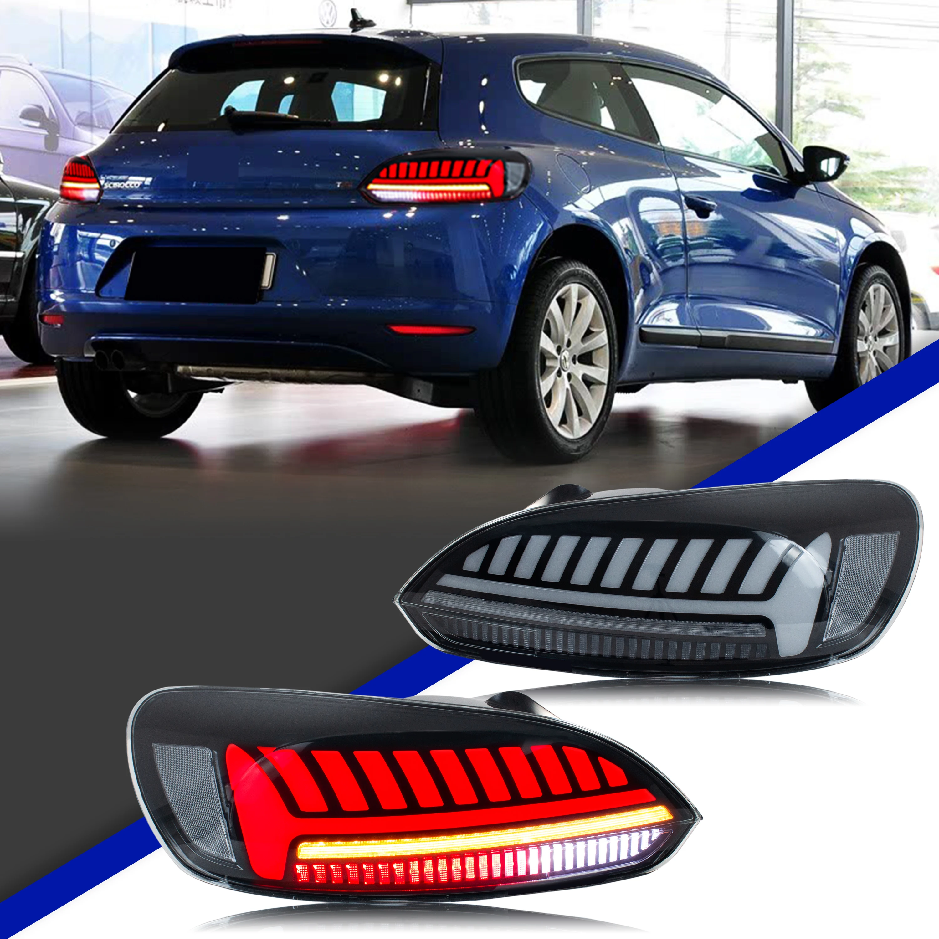 Feux arrière LED pour Volkswagen VW Scirocco 3 TSI TDI R 2009 – 2014, clignotant séquentiel, assemblage de feux arrière d'animation dynamique