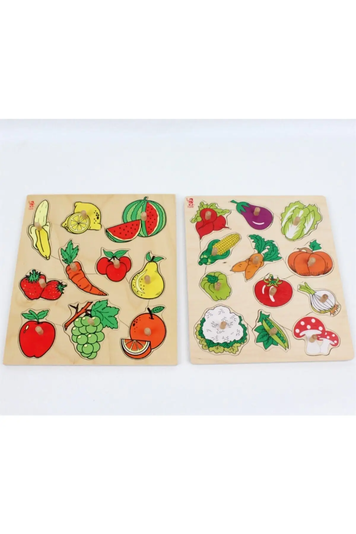 2 PCs Big Puzzle Fruits And Vegetables Set Wood Wisdom And Intelligence Games to Development Oyuncağı