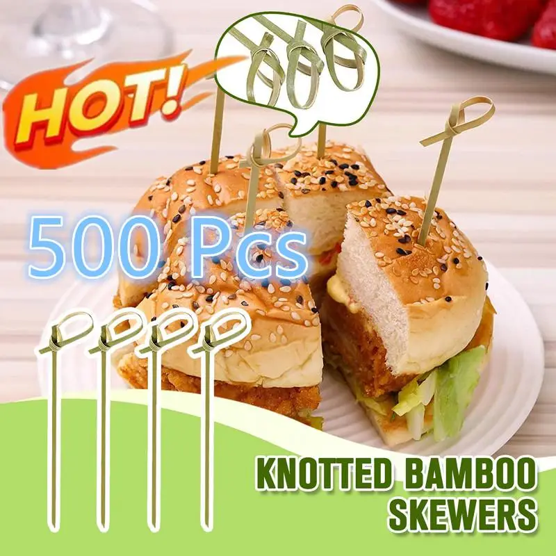 

500pcs 12cm Disposable Bamboo Knot Stick Skewers Cocktail Picks Fruit Forks Barbeque Party Decoration Bar Tool