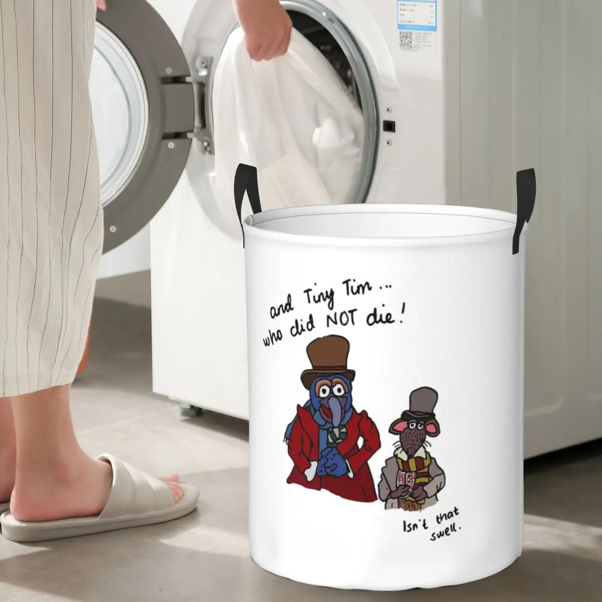 Cesta de lavandería plegable con diseño de Tiny Tim de Muppet Christmas Carol, para ropa sucia y juguetes, tamaño grande