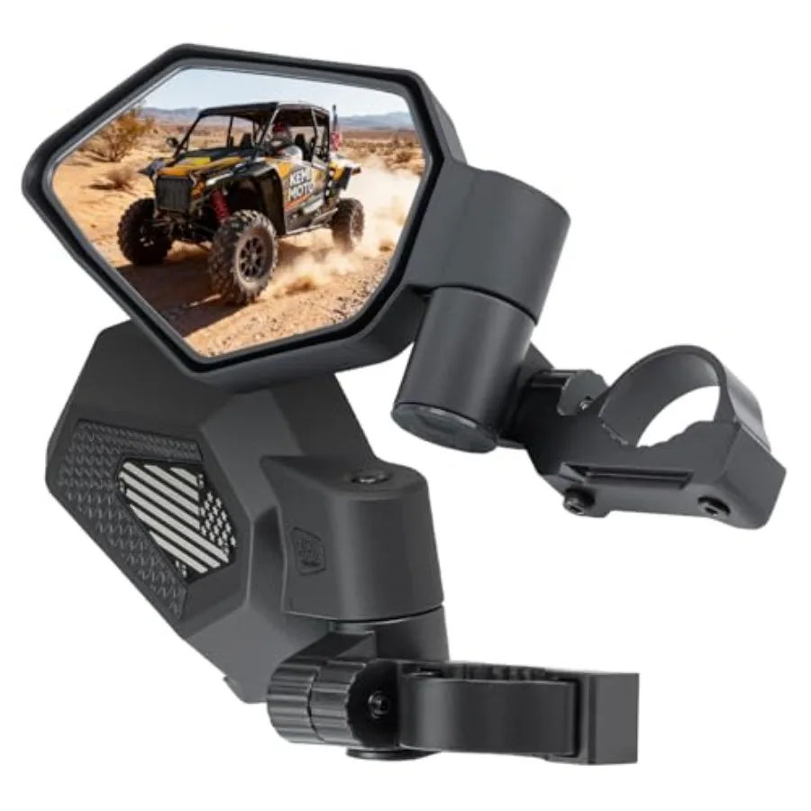 

UTV Side Mirrors Auto-Fold Spring-Back No Manual Adjustments Fits 1.65"-2" Roll Bars Compatible with RZR Can-Am X3 Talon Mule P
