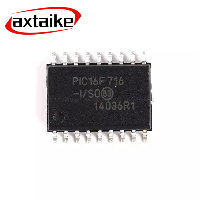 

5PCS PIC16F716-I/SO PIC16F716 SOP-18 8-bit Microcontrollers - MCU 3.5KB 128 RAM 13 I/O SMD IC