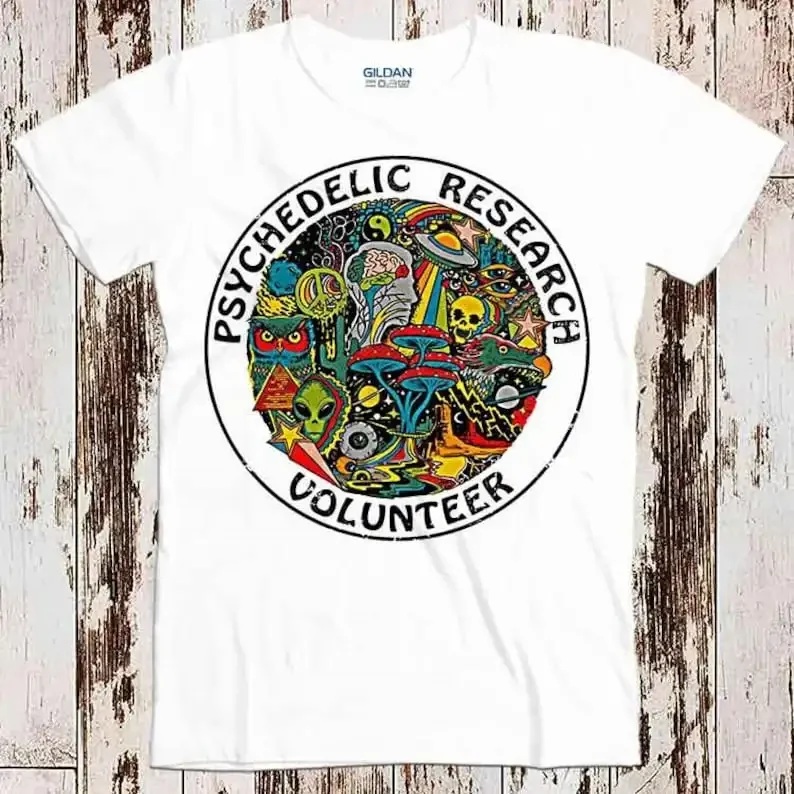 

Psychedelic Research Volunteer T Shirt Terence Mckenna Magic Mushroom Super Cool Gift Top Tee 8364