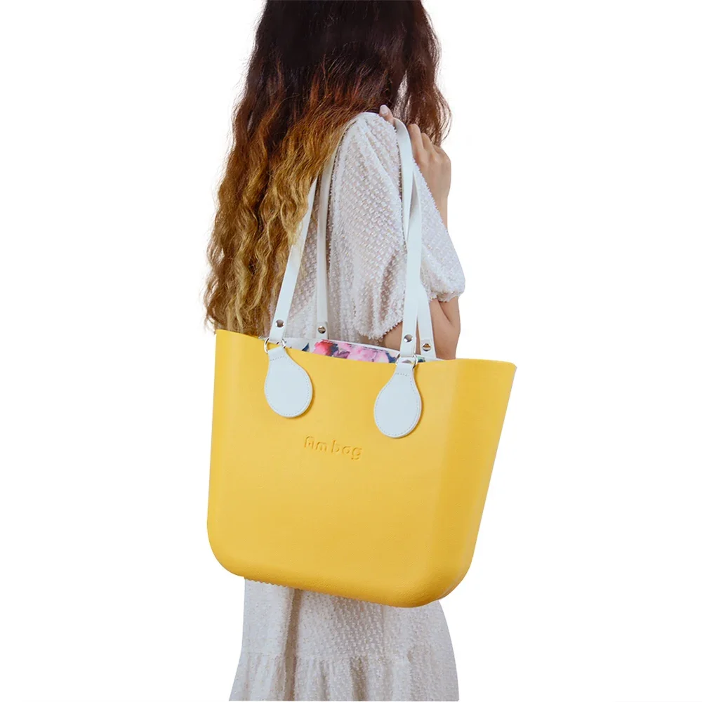 New Arrival Tanqu Long Edge Painting Handles Leather Flat PU Belt Drop End with Silver Rivet for OBag for EVA O Bag Body